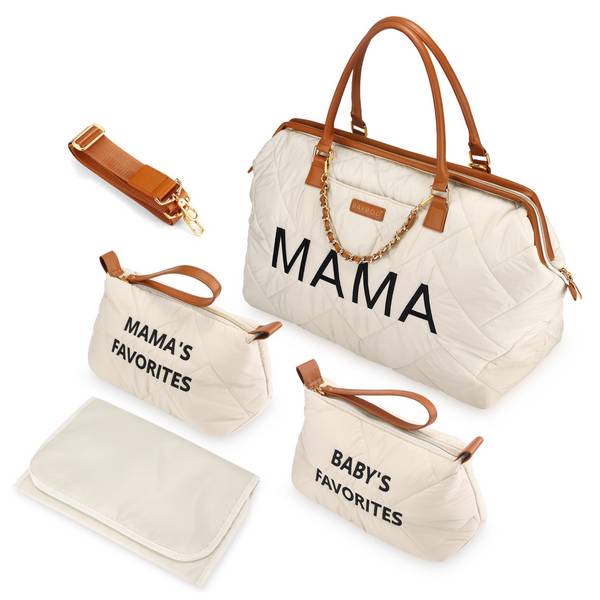 Mama Diaper Bag Tote 3-pc set (Beige)